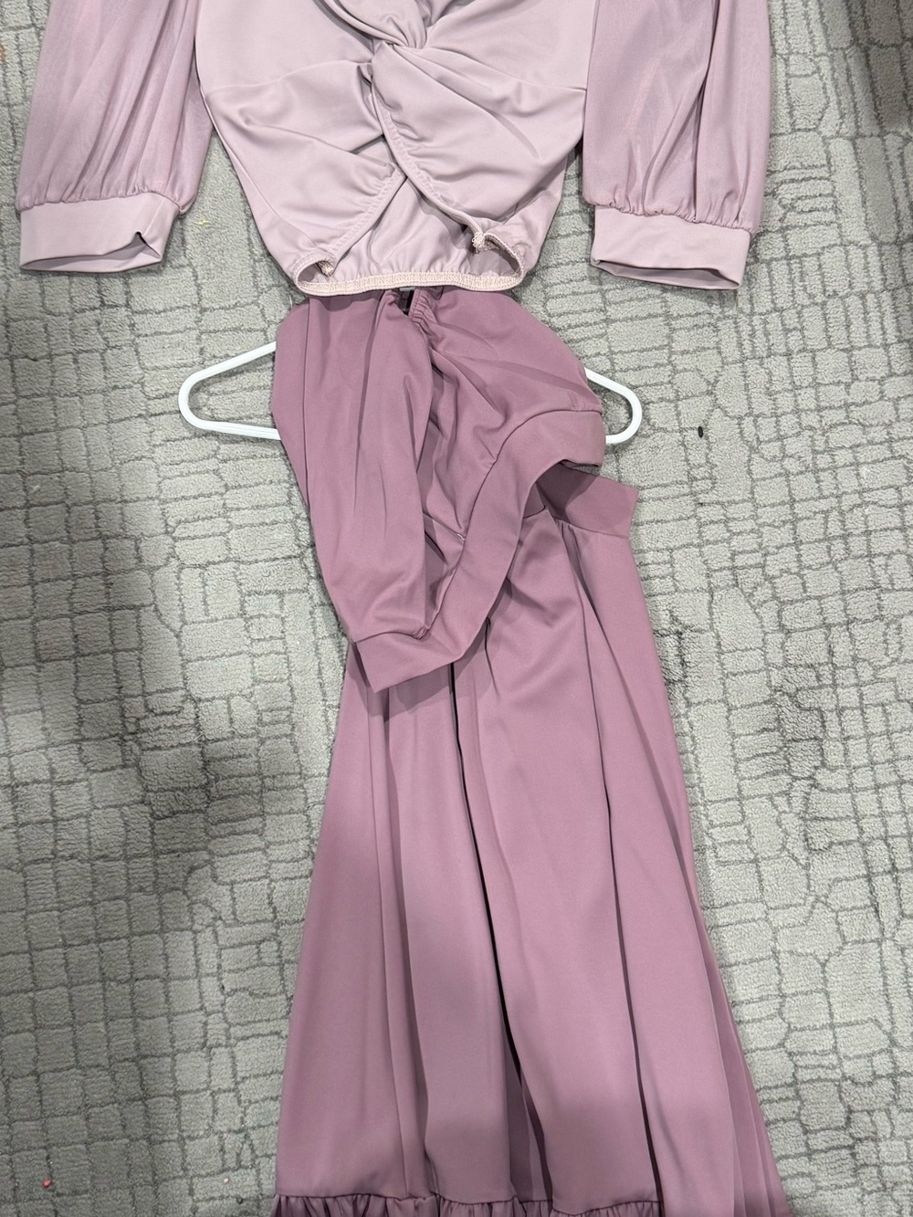 Dance teen adult small Mauve Twist-Front Skirt Set- KELLE
